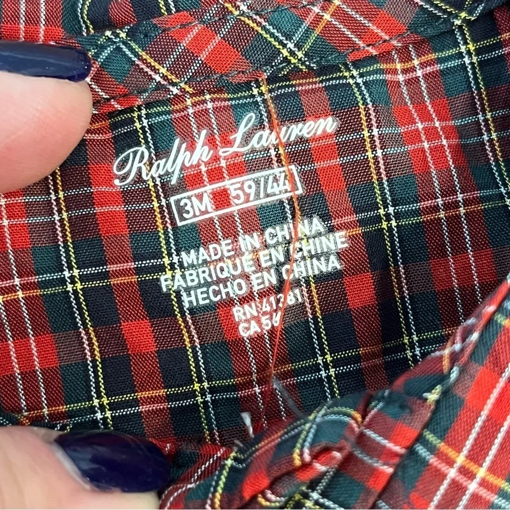NWT Ralph Lauren Festive Red Black plaid set shirt leggings size 3 months